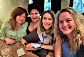 Emilie Chiasson, second from left, recently reunited with her old friends and roommates while visiting Toronto. From left are Kelly, Chiasson, Sue and Alexis. - Contributed