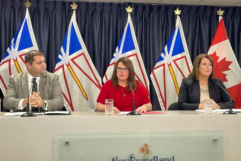 Minister responsible for labour, Bernard Davis; Minister responsible for women and gender equality, Pam Parsons; and Finance Minister Siobhan Coady released details of the Pay Equity and Pay Transparency Act at Confederation Building on Monday, Oct. 17. -Juanita Mercer/The Telegram file photo