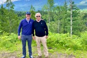 Golf developer Ben Cowan-Dewar, left, and course designer Rod Whitman on the scenic site of Cabot Revelstoke.
