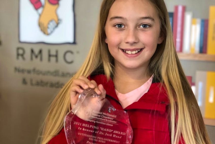 Emma King of Victoria, N.L. is being recognized as a community hero for her fundraising efforts in support of Ronald McDonald House Charities. Contributed.