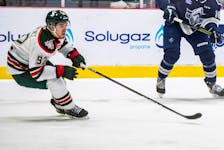 Josh Lawrence scored his first goal for the Halifax Mooseheads Saturday against the Baie-Comeau Drakkar. - QMJHL