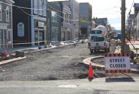 Work on Phase 1 of Charlotte Street redevelopment in downtown Sydney that began in summer 2022 stretched into the Christmas shopping season. Phase 2 will begin in the spring. CAPE BRETON POST PHOTO