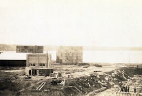 Construction of Imperial Oil buildings in Sydney, 1922. Beaton Institute photo