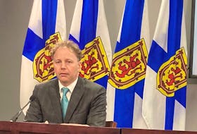 Finance Minister Allan MacMaster speaks to media after a Nova Scotia government cabinet meeting in Halifax on Thursday, Dec. 8, 2022. - Francis Campbell photo