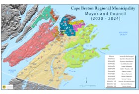 The current electoral boundaries for the 12 districts of the Cape Breton Regional Municipality. CONTRIBUTED