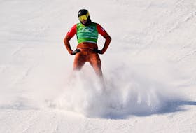 Truro's Liam Moffatt placed 19th in men's snowboard cross at the Beijing Olympics on Thursday. REUTERS/Lisi Niesner