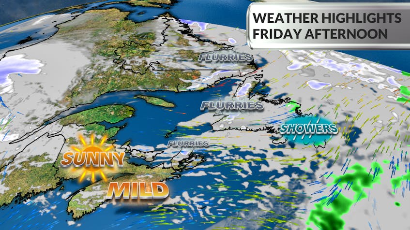 Here’s what to expect Friday afternoon in Atlantic Canada. -WSI