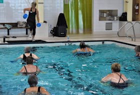 Aquafit instructor Amber Austin leads a class at the Pictou County YMCA.