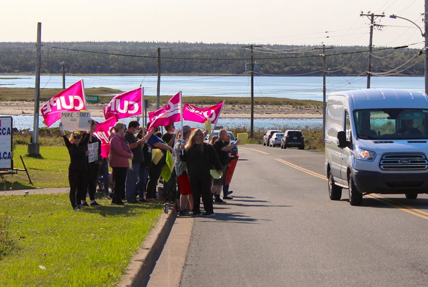 Picket lines and rallies like this one outside of Seaview Manor in Glace Bay in September 2021 were held across the province to voice concerns long-term care workers wanted addressed by the Nova Scotia government. NICOLE SULLIVAN/CAPE BRETON POST 