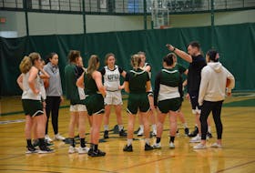 Head coach Matt Gamblin talks to the UPEI Panthers during a team practice at the Chi-Wan Young Sports Centre in Charlottetown on Feb. 10. The Panthers open the second half of the Atlantic University Sport Women’s Basketball Conference schedule, at home, against UNB on Feb. 18 at 6 p.m.