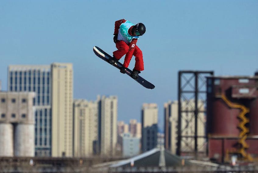  BEIJING, CHINA – FEBRUARY 14: Max Parrot of Team Canada performs a trick during the Men’s Snowboard Big Air Qualification on Day 10 of the Beijing 2022 Winter Olympics at Big Air Shougang on February 14, 2022 in Beijing, China.