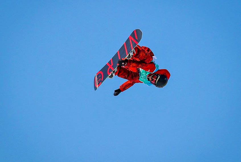  Canada’s Laurie Blouin competes in the women’s snowboard big air final at the Beijing 2022 Winter Olympics.