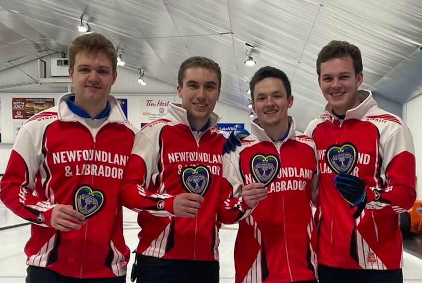 St. John’s skip Nathan Young (right) along with will Sam Follett (second from right), Nathan Locke (second from left) and Ben Stringer will soon head to Lethbridge, Alta., for the 2022 Tim Hortons Brier being held in early March.