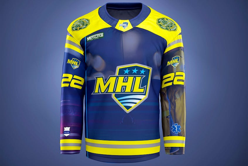 The special jersey which MHL teams will wear as they honour first responders from Feb. 23 to March 5.