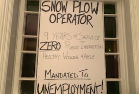 An Annapolis Valley plow driver recently put up a sign to protest being put on unpaid leave since last fall due to his vaccination status. He’s among 24 provincial plow operators who were laid off after the province's mandatory vaccination policy came into effect on Nov. 30.