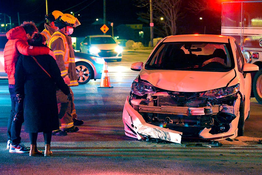 There were no serious injuries in this collision in St. John's Saturday night.
