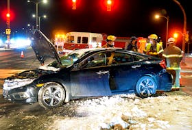 There were no apparent injuries following a three-vehicle crash involving an ambulance Saturday night in St. John's. Keith Gosse/The Telegram