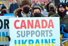 Feb. 26, 2022--A show of support for Ukraine in front of Halifax City Hall called for peace in Ukraine was held in the Grand Parade Saturday afternoon. The Nova Scotia government is donating $100,000 to the Canada-Ukraine Foundation to provide humanitarian aid and support to the people of Ukraine.
ERIC WYNNE/Chronicle Herald
