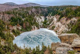 Tammy Aucoin of Chéticamp said one of her favourite experiences hiking the Gypsum Mine Trail was seeing cracks across the ice covering the lake one winter. CONTRIBUTED/Tammy Aucoin