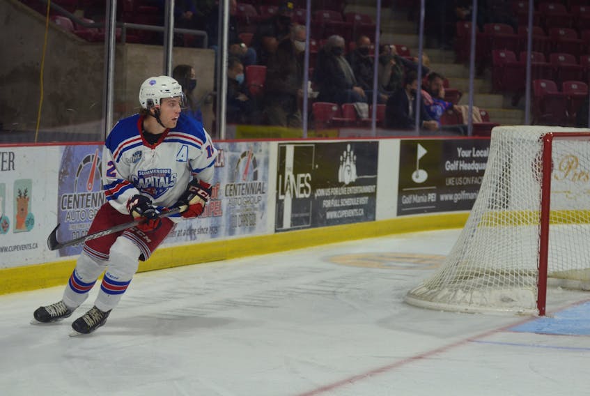 Summerside D. Alex MacDonald Ford Western Capitals forward Colby MacArthur in action during a Maritime Junior Hockey League (MHL) game earlier this season. MacArthur registered seven points in the Capitals’ 8-5 home-ice win over the Grand Falls Rapids on Feb. 27.