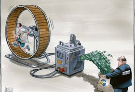 Bruce MacKinnon editorial cartoon NS power hamster wheel profits February 4, 2022