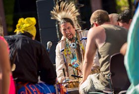 Jeff Ward performing with the Mi'kmaw drumming group Sons of Membertou, who were named CBU's Artist in Residence for 2022. CONTRIBUTED