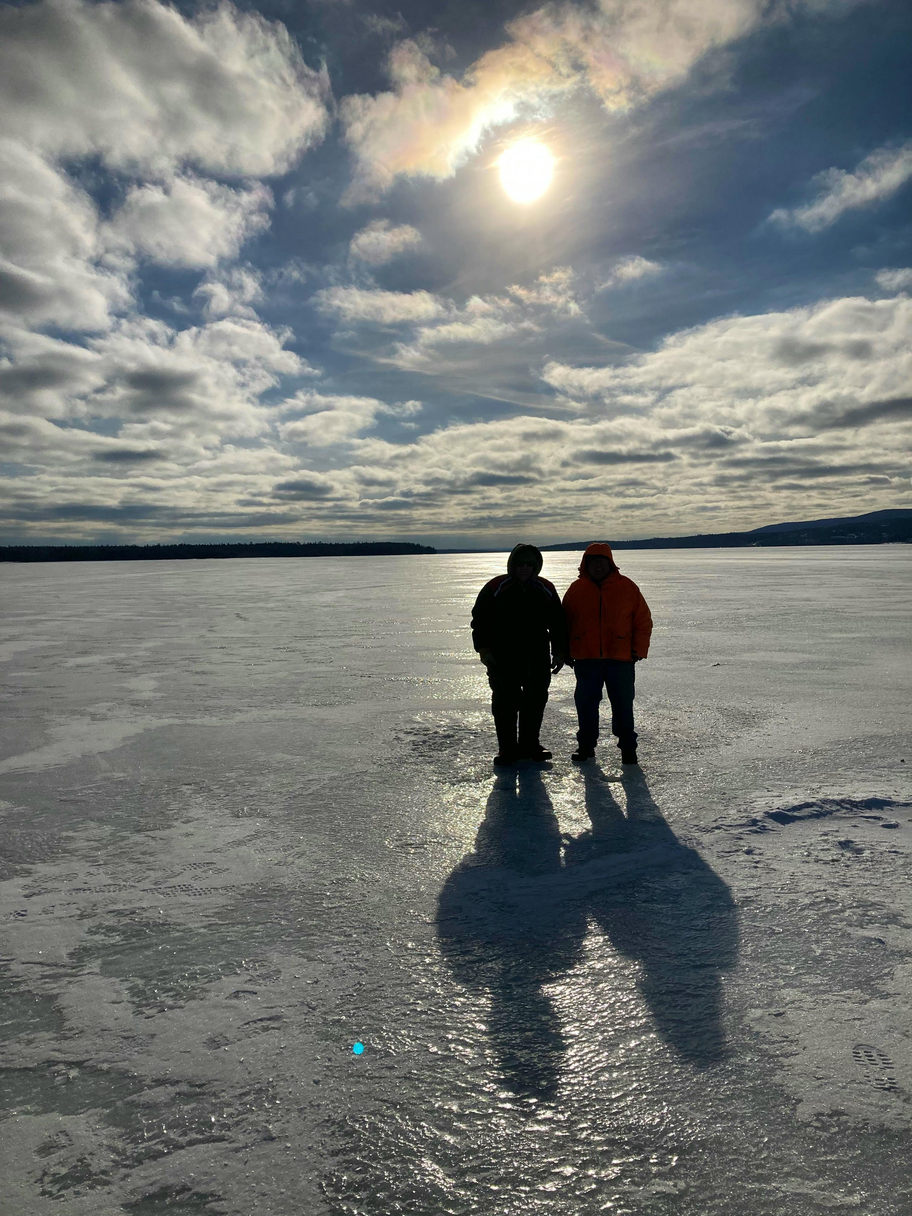 Looking at this photo has me reaching for a jacket. Darryl Murrant spent Groundhog Day with some friends in -20 C weather on the Bras d’Or Lakes near Baddeck, N.S.  He says there were many people ice fishing and enjoying the outdoors on the lake. With the long shadows cast by his friends, he predicts six more weeks of winter ahead. Not the furry prognosticator we are used to at this time of year, but we’ll make an exception. Thank you for this, Darryl.