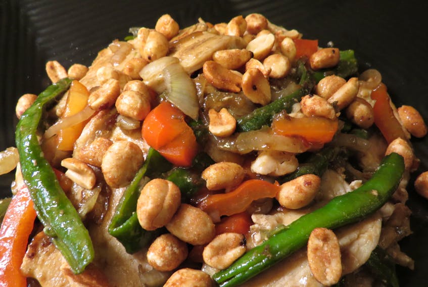 Peanuts are among the tasty ingredients in Kung Pao Chicken.