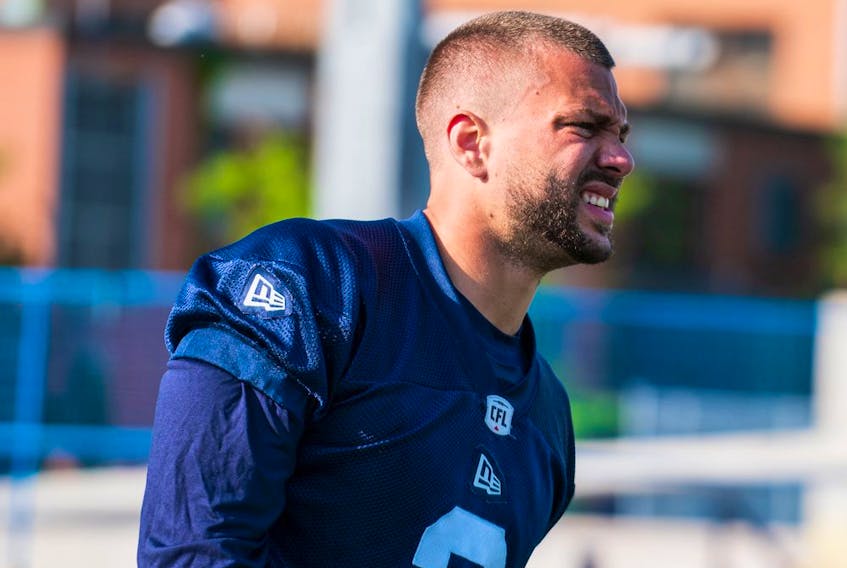 Cameron Judge is pictured during the Toronto Argonauts’ training camp in July 2021