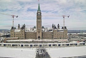 A view of Centre Block and the Peace Tower on Parliament Hill in Ottawa taken from the Hill Cam.