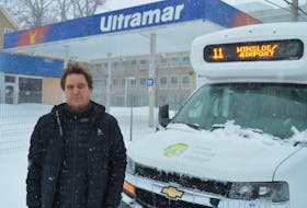 Mike Cassidy, owner of T3 Transit and Maritime Bus, stands in front of the former Cudmore’s Ultramar station at the corner of Great George and Kent streets, where he used to be a Texaco representative.