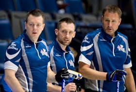 The Paul Flemming rink will represent Nova Scotia at the Tim Hortons Brier in March. From left are third Scott Saccary, lead Phil Crowell and   Flemming, the skip. Second Ryan Abraham is also a member of the team.  - Michael Burns / Curling Canada