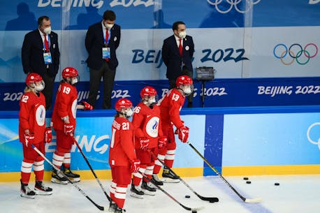 Olympics-Ice hockey-ROC v Canada game delayed until further notice
