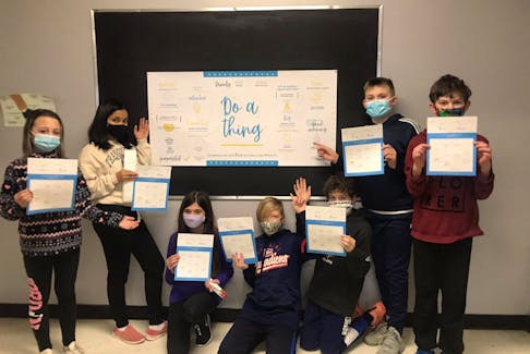 Rocky Lake Elementary students get excited about the things they’ll do as part of the Do a ___ Thing campaign. PHOTO CREDIT: Contributed.