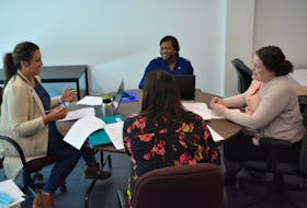 Community Development Brittany Mastroianni, Diversity Specialist Kenisha Gordon, Policy Analyst Vicki Brooke and Grants and Funding Administrator Amie Johnstone during a 2021 working session that resulted in updated terms of reference for the County of Kings’ diversity committee. CONTRIBUTED
