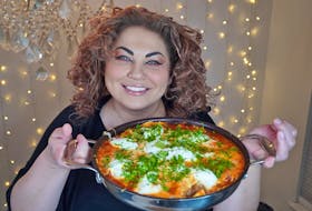 Chef Ilona Daniel shows off her stovetop lasagna that is not quite as laborious as a traditionally prepared lasagna dish. Contributed photo