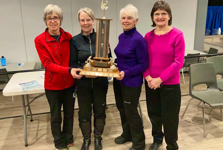 The Shirley Berry rink from Cornwall claimed the 2022 P.E.I. masters women’s curling championship for curlers aged 60 and over at the Silver Fox in Summerside on Feb. 26. Members of the winning team are, from left, Gloria Turner, second stone; Berry; Sherren MacKinnon, third stone, and Linda Fairhurst, lead.