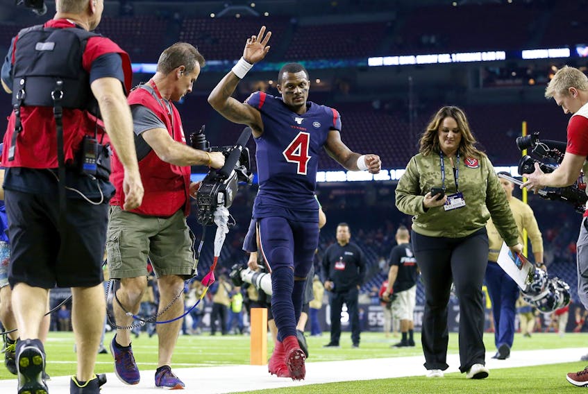 Deshaun Watson of the Houston Texans walks off the field.