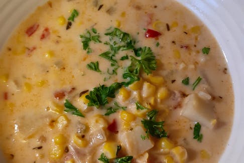 Food columnist Margaret Prouse made this corn chowder using the recipe in her column this week.