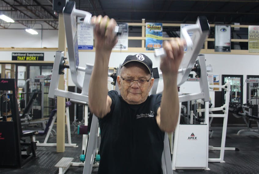 Lester Perry, 90, has been a fixture at Summerside’s Iron Haven gym for nearly 20 years. He has worked hard all his life and has no intention of slowing down now. 