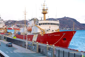 The Canadian Coast Guard ship Hudson is seen docked in St. John’s harbour in January. The celebrated oceanographic research vessel was recently decommissioned after one of its propulsion engines broke down. Keith Gosse/SaltWire Network

