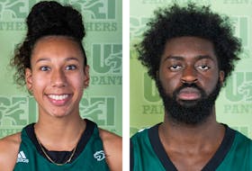 Following weekend games in St. John’s, N.L., UPEI Panthers and women’s basketball player Lauren Rainford, left, and men's basketball player Isaiah Ankra, have been named the athletes of the week for the week of March 7-13. 