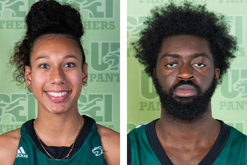 Following weekend games in St. John’s, N.L., UPEI Panthers and women’s basketball player Lauren Rainford, left, and men's basketball player Isaiah Ankra, have been named the athletes of the week for the week of March 7-13. 