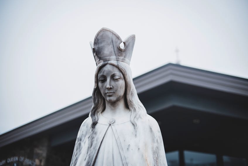 A statue outside Mary Queen of Peace, a church under the Roman Catholic Archdiocese of St. John's.