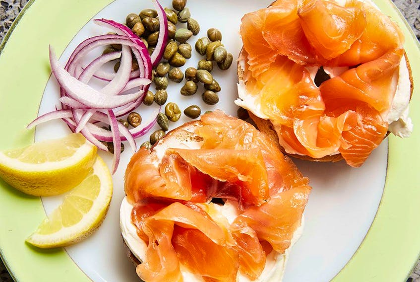 Home-cured lox — cured salmon — from Bagels, Schmears, and a Nice Piece of Fish.