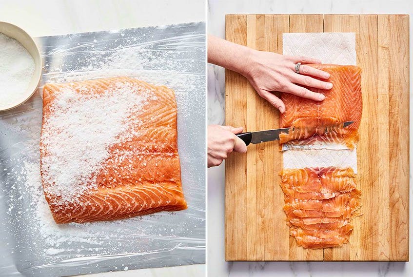  Home-cured lox — cured salmon — from Bagels, Schmears, and a Nice Piece of Fish.