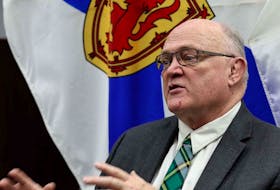 Dr. Robert Strang. chief medical officer of health for Nova Scotia, speaks the Chronicle Herald on Thursday about the COVID-19 reopening on Monday. . - Eric Wynne