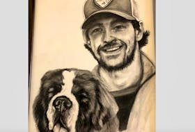 A portrait of the late Jevon Link with his dog Tilly drawn by a friend. Contributed