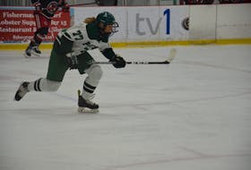 UPEI Panthers forward Lexie Murphy, 77, in action with the UPEI Panthers during an Atlantic University Sport (AUS) women’s hockey game at MacLauchlan Arena earlier this season. The host Panthers play the Concordia Stingers in a quarter-final game of the U SPORTS women’s hockey championship at MacLauchlan Arena in Charlottetown on March 25 at 7 p.m.