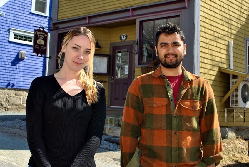Business partners Emilie Russell and chef Nakul Khani are the new owners of the Charlotte Lane Café in Shelburne. KATHY JOHNSON